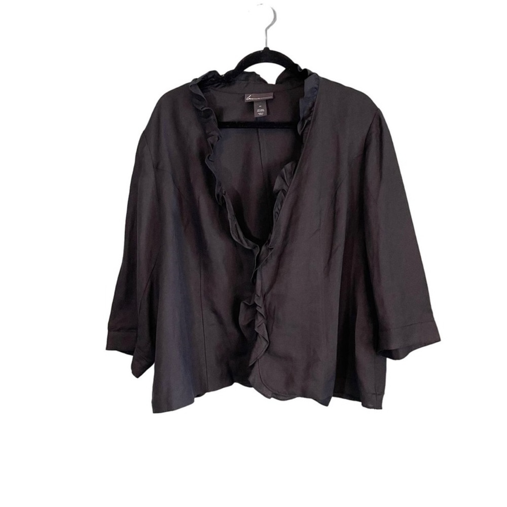 Lane Bryant Linen Blend Ruffle Blazer